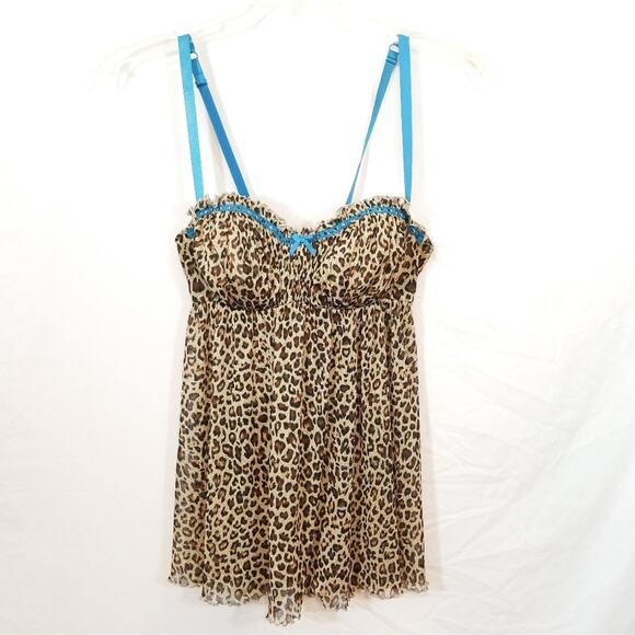 Cacique Other - Cacique leopard nitie built in bra blue accent XS
